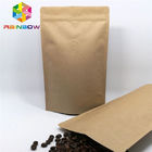 Stand Up Plastikowa brązowa torba na papier pakowy Dostosowane torby papierowe z zamkiem błyskawicznym na kawę ziarnistą