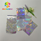 Niestandardowe plastikowe torby kosmetyczne do druku Trzy boczne hologramy Laserowe etui Wateproof