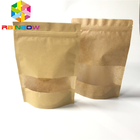 Brązowe torby papierowe Kraft z opakowaniem papierowym Ziplock z okienkiem Przezroczyste torby spożywcze