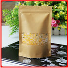 Food Grade Dostosowane torby papierowe Kraft Paper z okienkiem do fasoli / ryżu