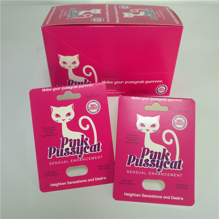 Różowa pigułka Pussycat Sex Pill Paper Card Blister Sex Enhancer Opakowanie Display Box