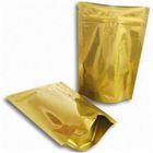 Złote, błyszczące plastikowe woreczki pakowane w suwak / złota torba do drukowania