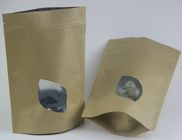 Papierowa torebka z brązowego papieru Kraft podszyta okienkiem / zielona torba na herbatę