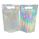 Przezroczyste plastikowe torby holograficzne Kosmetyczne torby z folii aluminiowej Mylar z uchwytem na zamek błyskawiczny