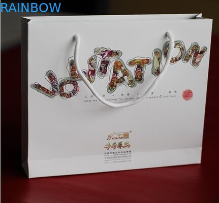 Ecofriendly Handle Dostosowane torby papierowe Hot Stamping With Logo Silver