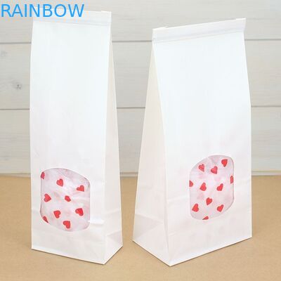 Różowy Dostosowane torby papierowe Kraft Clear Window And Tin Tie For Food