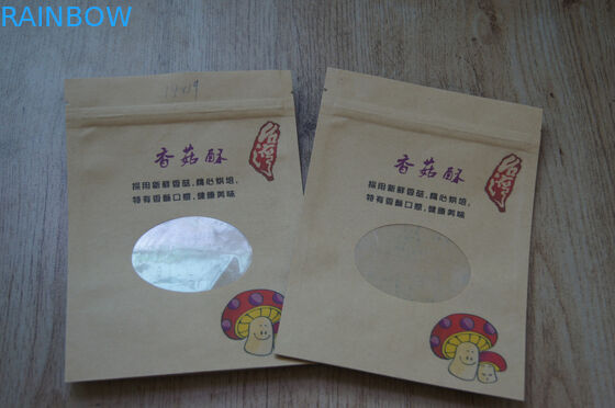 Przekąski Kraft Dostosowane torby papierowe Brązowe drukowane Stand Up Z zamkiem błyskawicznym i okna