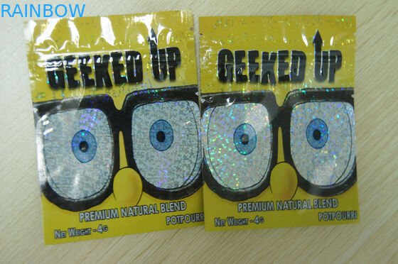 Ziplock Herbal Incense Opakowanie 4g Laser Film Plastic GEEKED UP Yellow