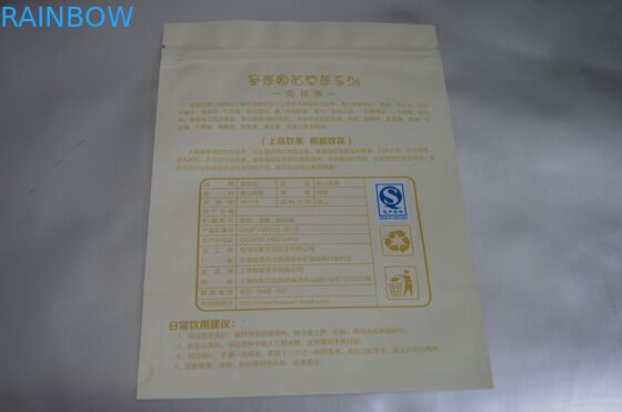 Płaska folia aluminiowa Torebki na herbatę Opakowanie z zamkiem błyskawicznym i wycięciem łzy na chryzantemy matowe