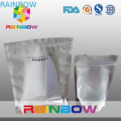 Niestandardowe laminowane opakowanie z srebrną folią z suwakiem