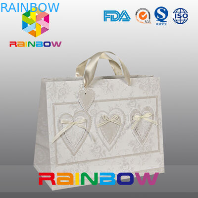 Unikalny design Biały / czerwony Niestandardowe drukowane torby papierowe z uchwytem