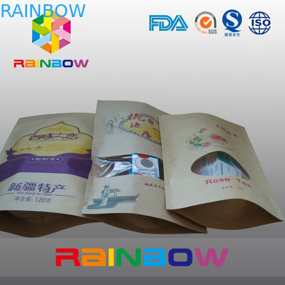 Food Custimized torby papierowe z papieru pakowego / worek ziplock z oknem