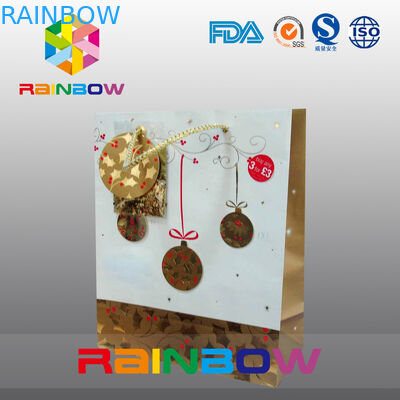 Luksusowe drukowane płaskie dno Dostosowane torby papierowe ze sznurkiem na prezent