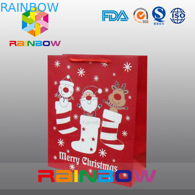 Red Dostosowane torby papierowe Christmas Gift Bag z czerwoną liną / Cute drukowane