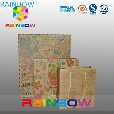 Brązowy papierowy worek kraft dostosowany do drukowania ze sznurkiem na prezent / zakupy