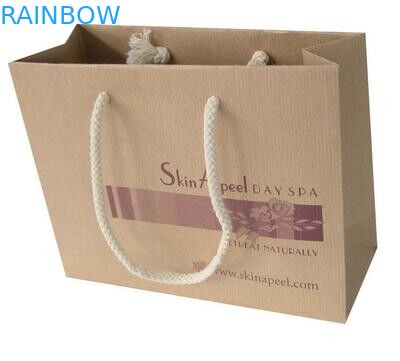 Brązowy papierowy worek kraft dostosowany do drukowania ze sznurkiem na prezent / zakupy