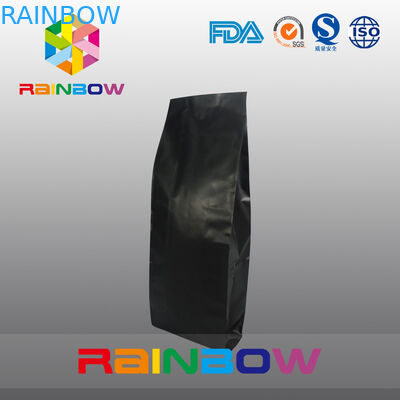 Czarny Dostosowane drukowane dolne worki z klinami, plastikowa torebka do kawy z zamkiem błyskawicznym / zaworem