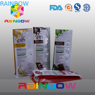 Niestandardowe drukowane płaskie dno plastikowe torby, Quad Seal Zablokuj dolną torbę z przezroczystym okienkiem