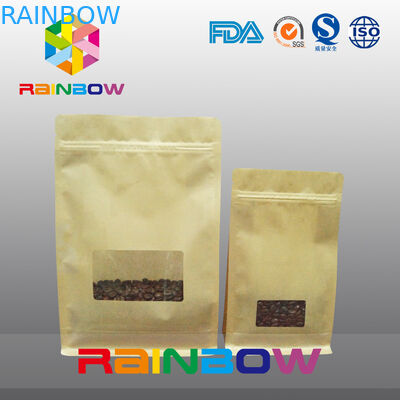 Płaskie dno worki z fałdami, czworokątny blok dna torby z przezroczystym okienkiem na kawę