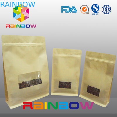 Płaskie dno worki z fałdami, czworokątny blok dna torby z przezroczystym okienkiem na kawę