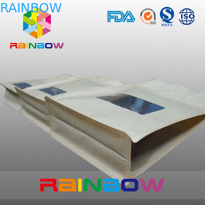 Zablokuj dolną część torby papierowej Ziarna kawy z zamkiem błyskawicznym i przezroczystym winowem