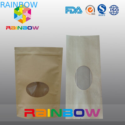 Worek papierowy siarczanowy Gusset do pakowania cukierków / suchych produktów spożywczych z przezroczystym okienkiem
