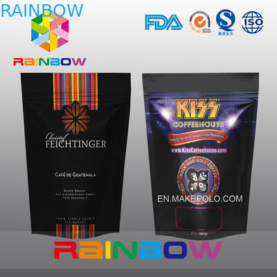 Czarny Stand Up Plastikowa folia aluminiowa Ziarna kawy lub torba na ziemię z zaworem i zamkiem