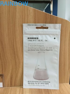 Trzy boczne opakowanie przezroczystej kosmetyczki z przodu opakowania, torebka z pokryciem z perłowym pudrem