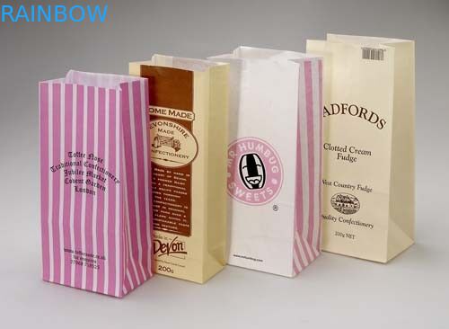 Dostosowane logo Kraft Paper Bags Take Away Fast Food / Bread / Shopping Bag