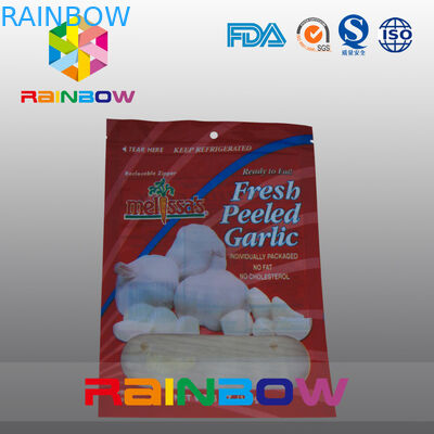 Czerwono-biała plastikowa torba okienna z mylarowym zapięciem na zamek błyskawiczny na żywność / świeżą plisowaną czarkę