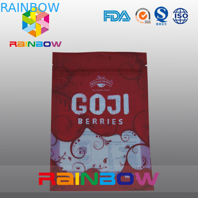 Czerwono-biała plastikowa torba okienna z mylarowym zapięciem na zamek błyskawiczny na żywność / świeżą plisowaną czarkę