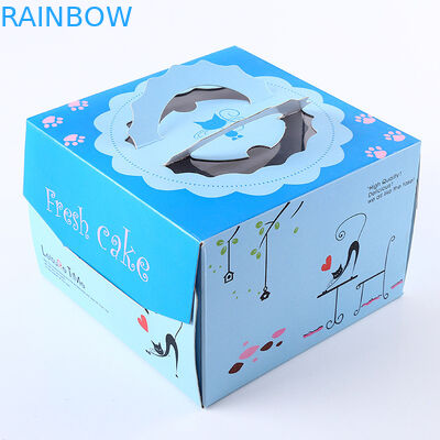 Różowy Niebieski kwadrat Tort urodzinowy Opakowanie kartonowe / Pudełko Dostosowane