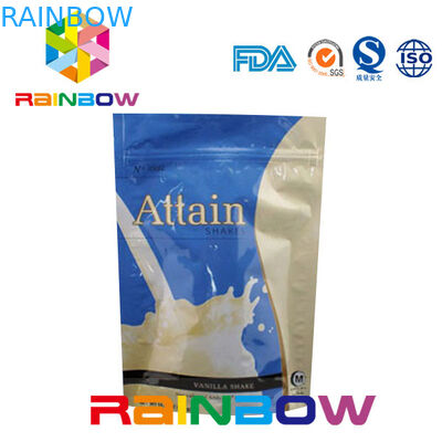 Wygładzająca drukowana folia aluminiowa Proszek z białka serwatki Packaigng Etui z zamkiem