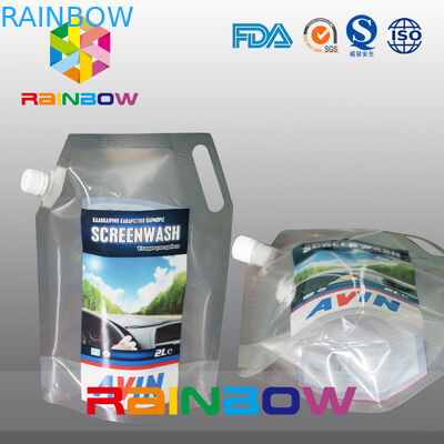 Nadrukowane logo Custom Liquid Spout Bags Stand Up Pouch With Handle For Car Gas Oil / Gasoline