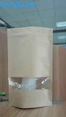 Kraft Mylar Ziplock Pouch Dostosowana torba na papier Stand Up z prostokątnym okienkiem