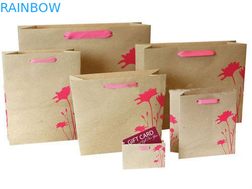 Recycled Flat Handle Brown Dostosowane torby papierowe Gift / Shopping Kraft Paper Bag