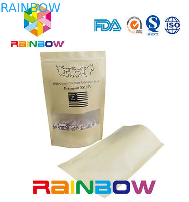 Płaskie dno brązowe Dostosowane torby papierowe / torba papierowa z zamkiem błyskawicznym