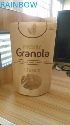 Niestandardowe drukowane Stand Up Kraft Paper Bag, Snack Bag Packaging With Window
