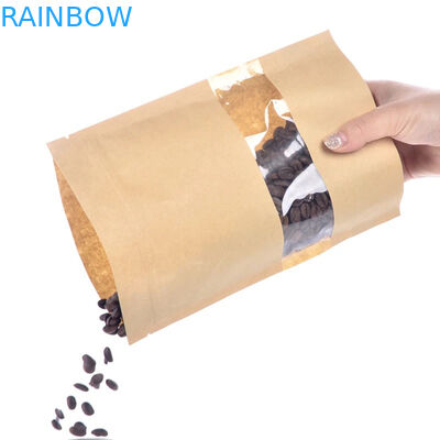 Torba papierowa spożywcza klasy spożywczej z przezroczystym oknem / torebką Mylay na fasolę, słodycze, chleb, kawę