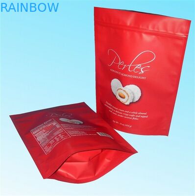 Laminowana folia aluminiowa wielokrotnego użytku Stand Up Mylar Pouches In Red