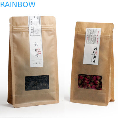 Odporne na wilgoć dolne laminowane torebki z herbatą pakowane z zamkiem błyskawicznym i okienkiem