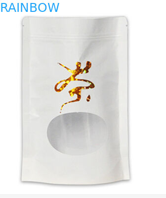 Płaskie dno biały papier pakowy stand up z zamkiem błyskawicznym zylock mylar i okna