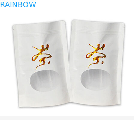 Płaskie dno biały papier pakowy stand up z zamkiem błyskawicznym zylock mylar i okna
