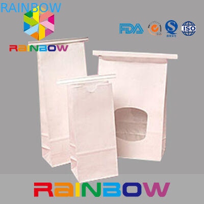 Białe torby papierowe z płaskim dnem okna torby z Tin Tie, Chia Seed Packaging