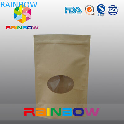 Recykling 2oz Kraft Paper Doypack Stand Up Coffee Bags z okienkiem