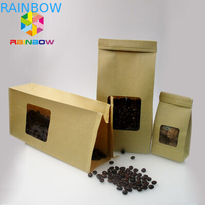 Dostosowane Tin Tie Coffee Resealable Kraft Paper Bags / 3 Side Seal Pouch