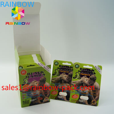 gorąca sprzedaż karta do druku 3D Czarna mamba 3D cards3d tabletki seks opakowanie kartonowe karty 3D pigułka polepszenie karty pigułki
