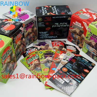 gorąca sprzedaż karta do druku 3D Czarna mamba 3D cards3d tabletki seks opakowanie kartonowe karty 3D pigułka polepszenie karty pigułki