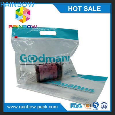 niestandardowe opakowania wielokrotnego użytku do pakowania żywności plastikowe torby na zamek błyskawiczny suwak torba na ziplock z logo wstać torba przezroczysty przód