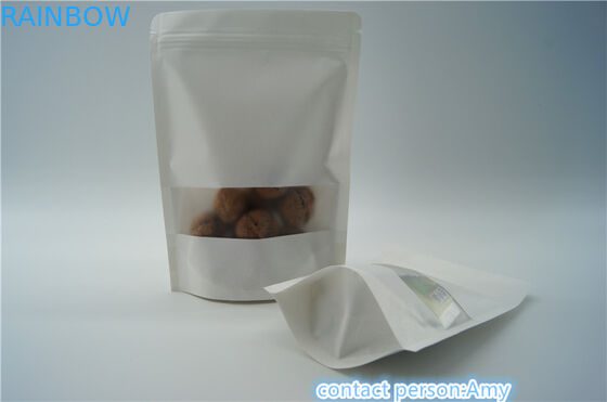 W magazynie Wyczyść okno Kraft woreczki papieru Resealable Zipper For Food Packaging